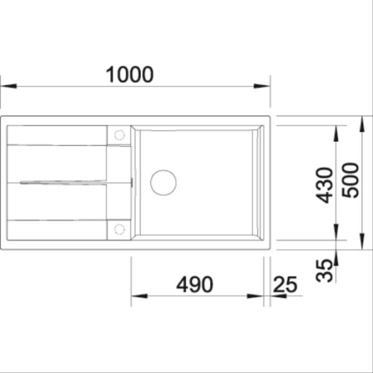 BLANCOMETRA XL 6S-1 cuve + ég. - 1000 x 500 - Siphon - Silgranit anthracite - BLANCO