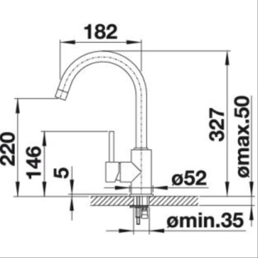MIDA - Embase Ø 35 mm - Bec haut orientable 360°- H 32,7 cm - Chromé - BLANCO