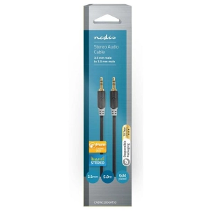 Câble audio stéréo 3.5 mm Mâle 3.5 mm Mâle Plaqué or 5.00 m - NEDIS