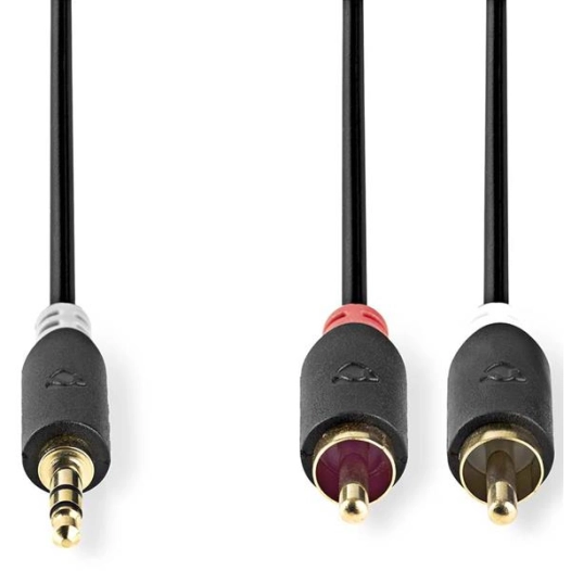 Câble audio stéréo - 3.5 mm Mâle - 2x RCA Male - Plaqué or - 5m - NEDIS
