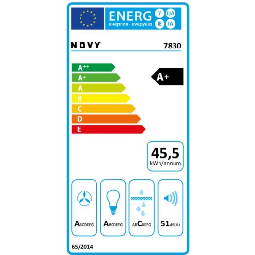 Hotte aspirante 808 m3 - 4 vit.- Aspi périphérique - Eclairage LED - Vision noir 90 cm - NOVY