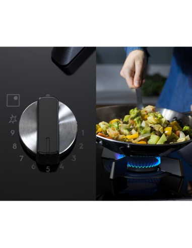 INDUCTION/GAZ - 2 induction Bridgeables + 2 gaz (Grilles fontes) - Noir - ELECTROLUX