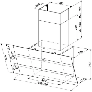 730 m3-Cdes sens.-Ecl. LED-L 80 cm-STEEL MAX 800-Inclinée-Inox et verre blanc - FABER