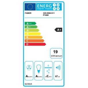 530 m3 - Cdes sensitives - 3 vitesses - Eclairage LED - L 90 cm - TSPG 900 - Box inox + verre noir - FABER