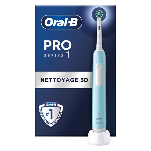 Brosse à dents Pro 1 bleue Cross Action - Timer 2 minutes - 1 brossette - BRAUN