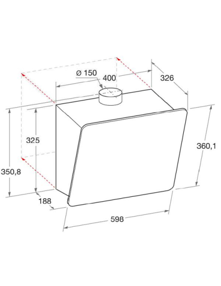 647 m3-3 vitesses-Cmdes mécaniques - Eclairage LED - Inclinée 60cm - Alu et verre noir - INDESIT