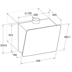 647 m3-3 vitesses-Cmdes mécaniques - Eclairage LED - Inclinée 60cm - Alu et verre noir - INDESIT