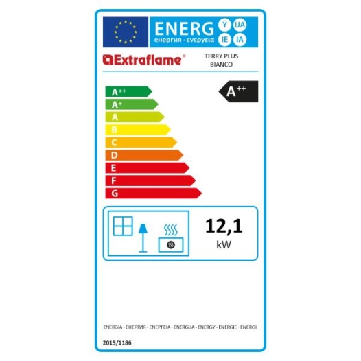 12,1 kW - Granulés - Trémie 29 kg - Porte fonte - 2 sorties canalisables indiv. - RT2012 - Acier peint blanc - NORDICA EXTRAFLAM