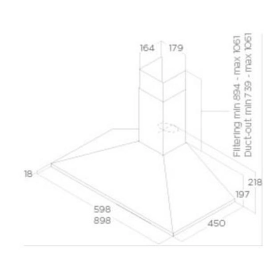 395 m3-3 vitesses-Filtre métal-Eclairage LED-Déco Trapèze-L 60 cm- MISSY PB 60 - Inox - ELICA