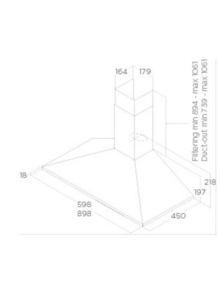 395 m3-3 vitesses-Filtre métal-Eclairage LED-Déco Trapèze-L 60 cm- MISSY PB 60 - Inox - ELICA