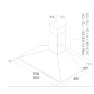 395 m3-3 vitesses-Filtre métal-Eclairage LED-Déco Trapèze-L 60 cm- MISSY PB 60 - Inox - ELICA