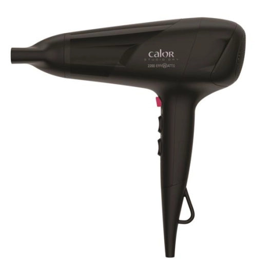 Sèche-cheveux Studio Dry -2200 W-6 T°/vit-Air frais-Concentrateur-Noir rose - CALOR