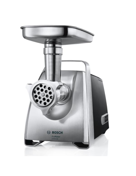 HACHOIR A VIANDE INOX 2200W PUISSANCE 800W CAPACITE 4,3KG/MN 3GRILLES 3/4,8/8MM 3 TAMBOURS RAPEUR EMINCEUR - BOSCH