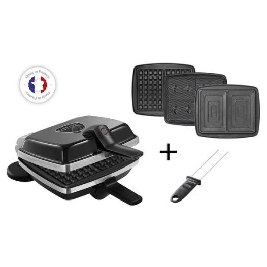 Super 2 antiadhésif-1000 W-Plaques gaufres, croque-monsieur et gaufrettes-Noir - LAGRANGE