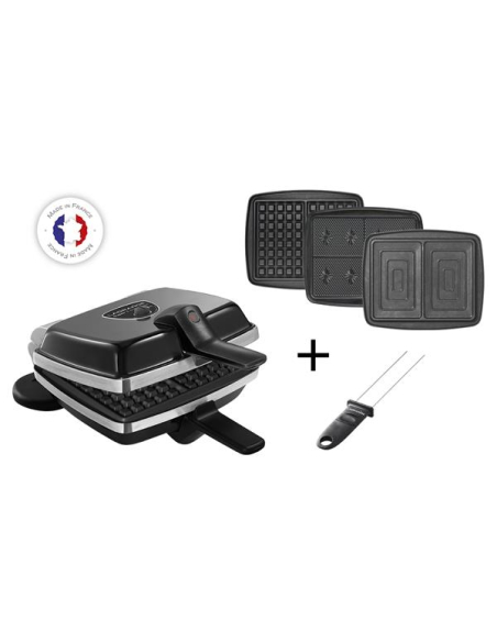 Super 2 antiadhésif-1000 W-Plaques gaufres, croque-monsieur et gaufrettes-Noir - LAGRANGE