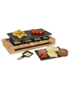 RACLETTE GRIL 8P 1500W PLAQUE ANTIADHESIVE GRIL ET CREPES 2 POELONS DOUBLE FINITION BOIS - KITCHENCHEF