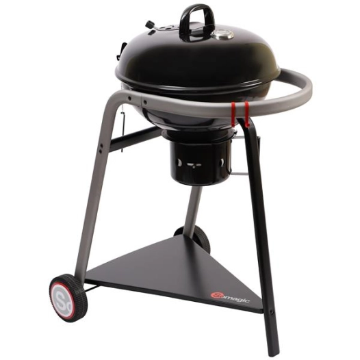 Barbecue charbon El Paso - Ø 46 cm - Capot avec thermomètre - Chariot - SOMAGIC