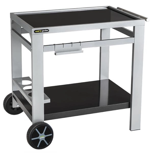 Desserte Media 80 - Structure acier - Porte-bouteilles - Crochets - Silver noir - COOK IN GARDEN