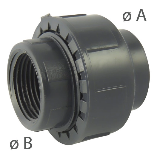 Raccord PVC pression union 3 pièces 32mm filetée femelle 1' (26x34)