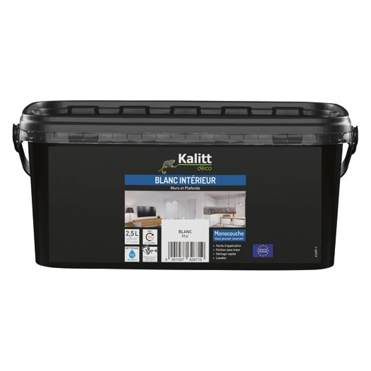 peinture murs et plafonds monocouche mat 2.5 l blanc - kalitt deco