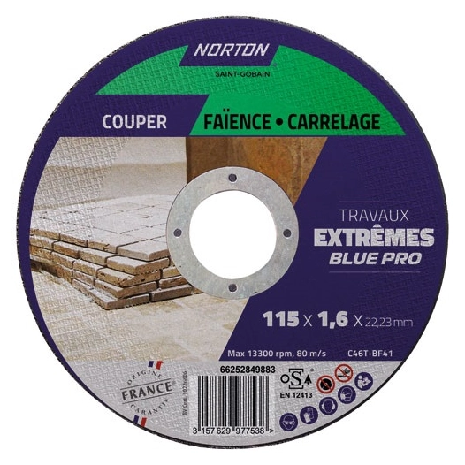 disque à tronçonner extrême carrelage 115x1.6x22.2 - norton
