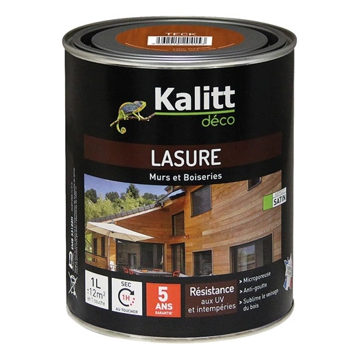kalitt lasure 5 ans les modernes teck acrylique satin 1l - kalitt deco