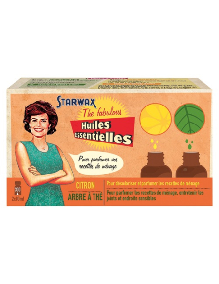 coffret de 2 huiles essentielles citron et tea tree - starwax fabulous
