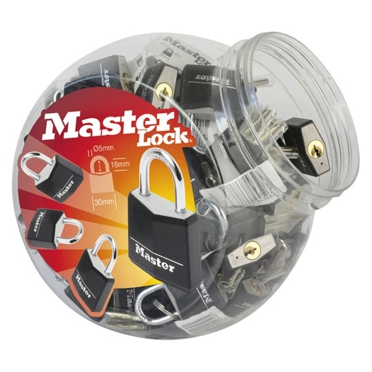 cadenas 30mm alu vinyle noire 3 clés en bocal. - master lock