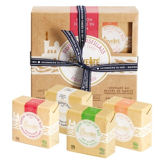 coffret pavés marseillais douceur bio - cosmos organic - la corvette