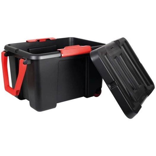 malle stock'r 120l noir avec couvercle 76.7x56x48cm - eda