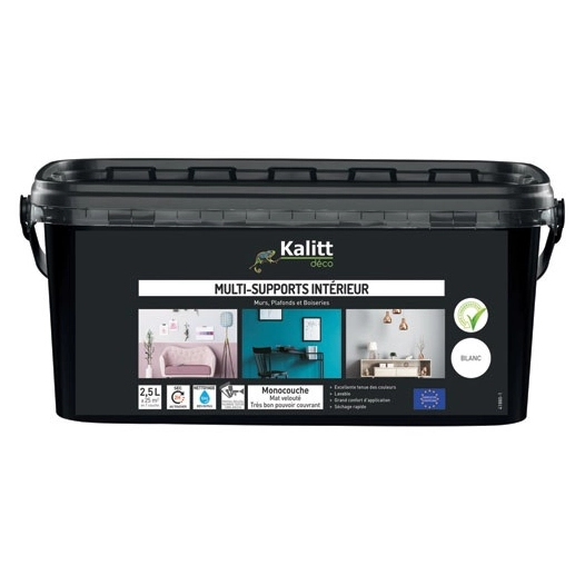 peinture acrylique multi-supports mat 2.5 l blanc - kalitt deco