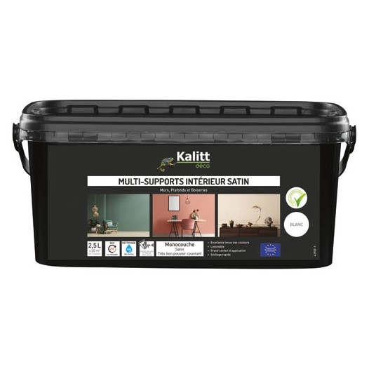 peinture acrylique multi-supports satin 2.5 l blanc - kalitt deco