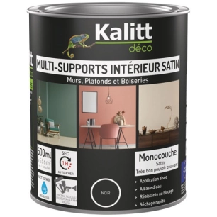 peinture acrylique multi-supports satin 0.5 l noir - kalitt deco