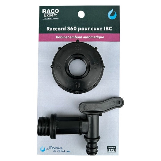 raccord s60 pour cuve ibc + robinet 1/4 tour - raco expert