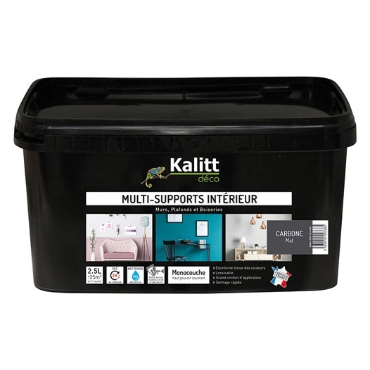 Peinture multi supports mat carbone 2.5l - kalitt deco