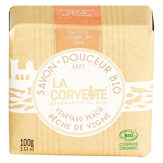 savon douceur bio pèche de vigne 100g - la corvette