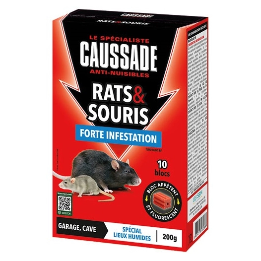 rats souris 10 blocs forte infestation 200 g - caussade