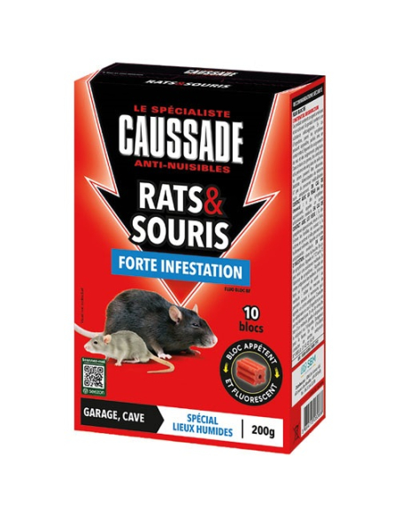 Caussade Rats Souris 10 Blocs Rodenticide Forte Infestation - CAUSSADE