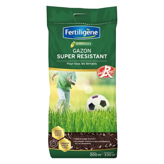 gazon super résistant label rouge 200m² 5kg - fertiligene