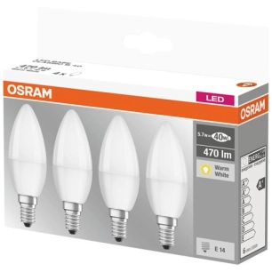 led flamme dépolie avec radiateur 5.7w40w e14 chaud x 4 - osram