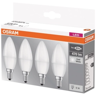 led flamme dépolie avec radiateur 5.7w40w e14 froid x 4 - osram