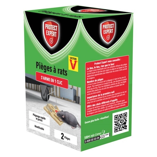 pièges à rat 2 tapettes plastiques - protect expert