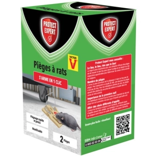 pièges à rat 2 tapettes plastiques - protect expert