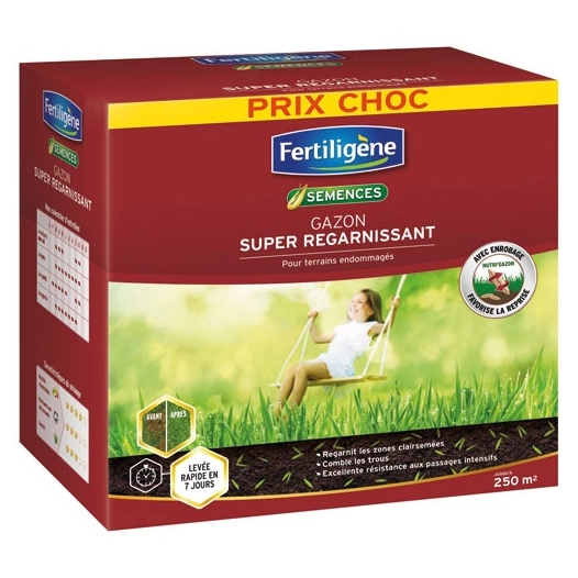 gazon super regarnissant 250m² 5kg - fertiligene