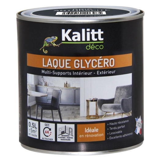 Peinture laque glycéro brillant gris ral7016 0.5 litre - kalitt deco