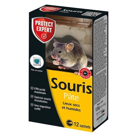 appat pate souris pret à l'emploi 12 sachets 10gr - protect expert