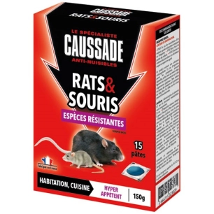 rats et souris pat appât espèces résistantes 15x10g - caussade