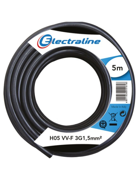 câble h05vvf 3g1.5 5 m noir - electraline