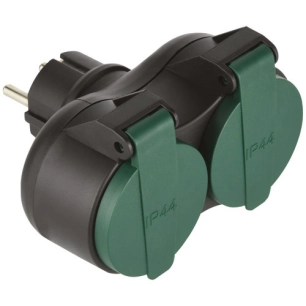 biplite 2 prises + terre 16a ip44 noir et vert - electraline