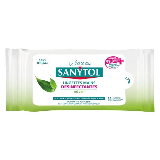 sanytol lingettes désinfectantes mains x12 - sanytol